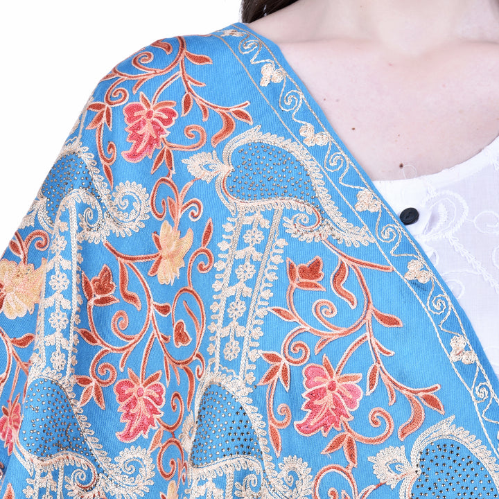 Women's Aari Embroidery Wool Stole