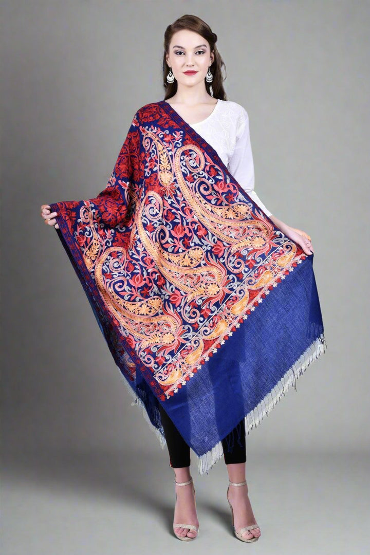 Women's Aari Embroidery Wool Stole