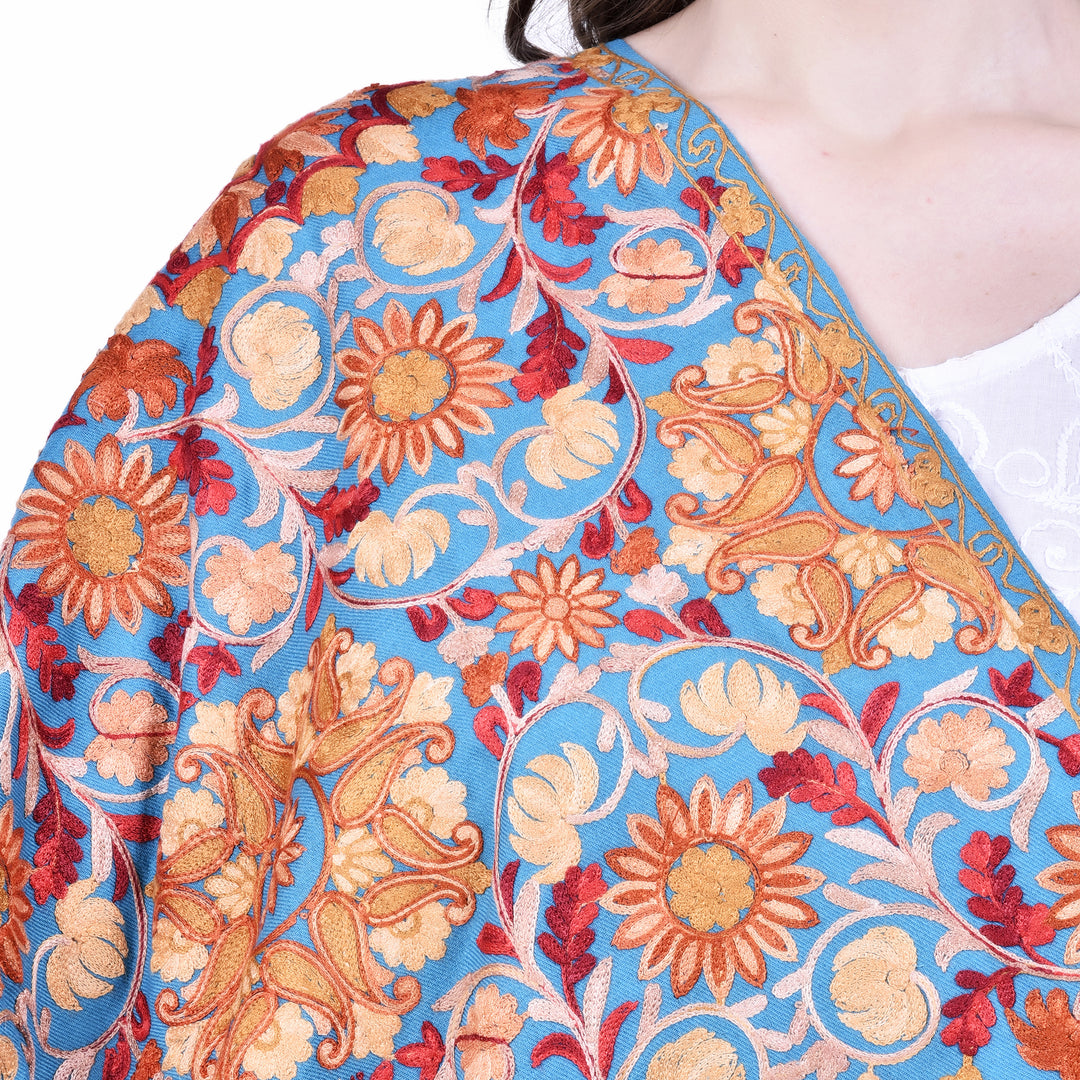 Women's Aari Embroidery Wool Stole