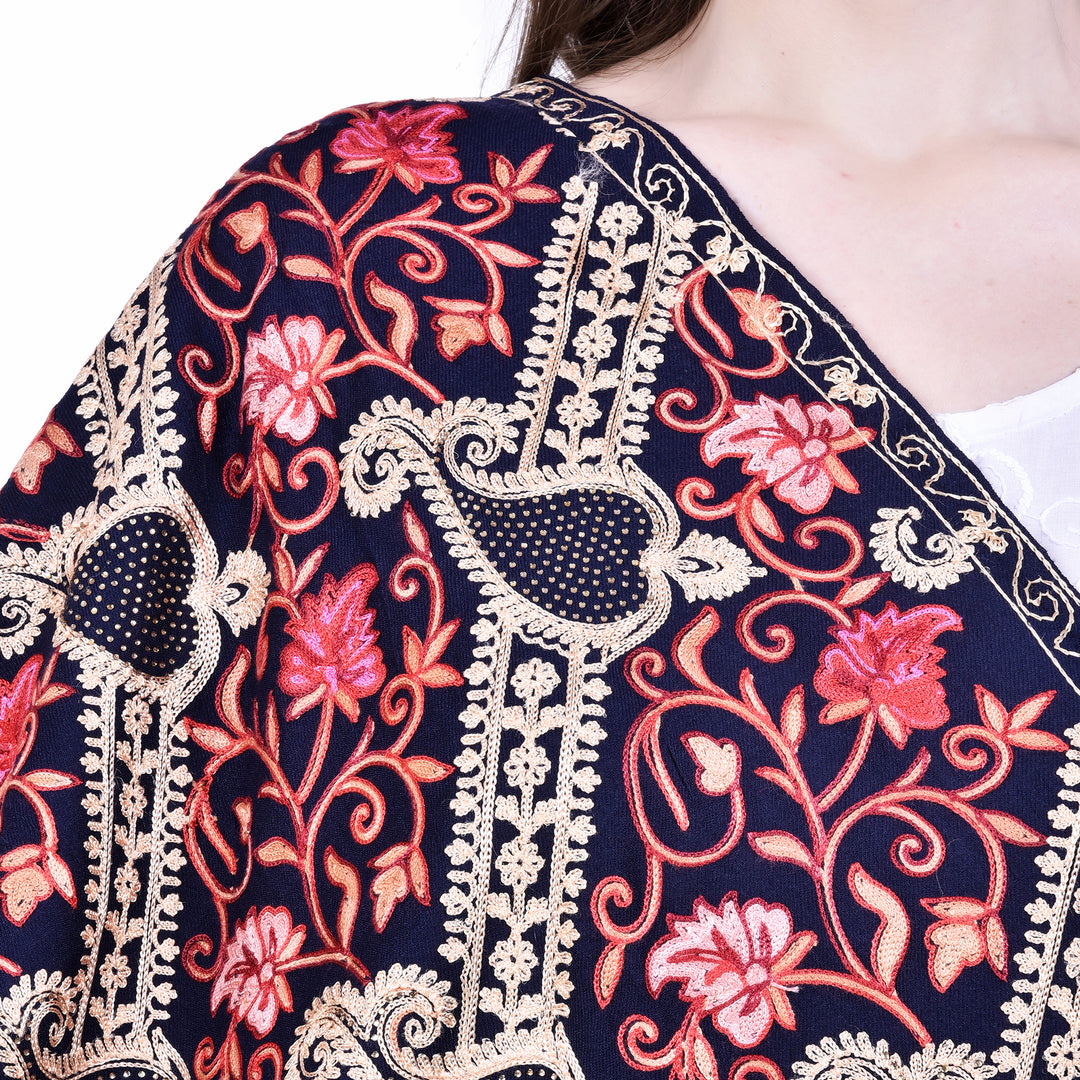 Women's Aari Embroidery Wool Stole