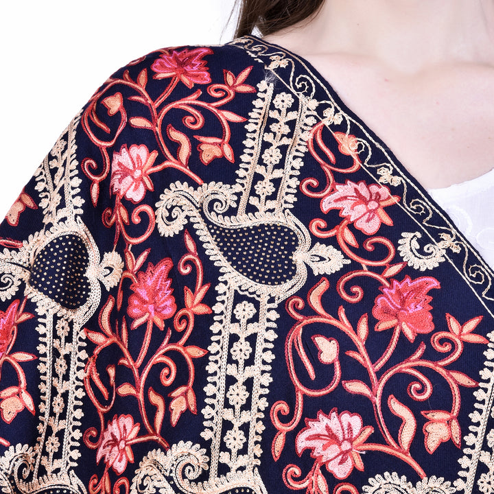 Women's Aari Embroidery Wool Stole