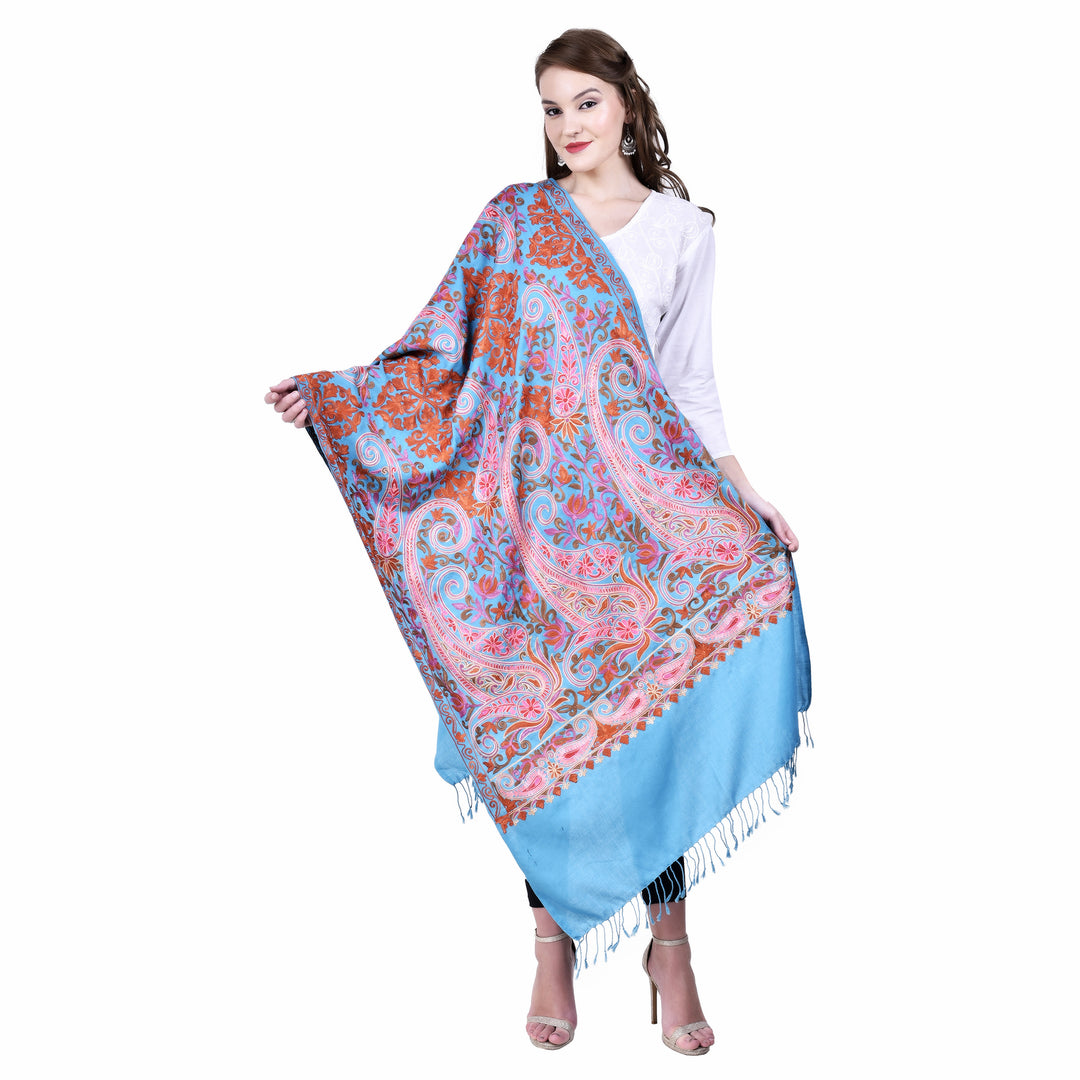 Women's Aari Embroidery Wool Stole