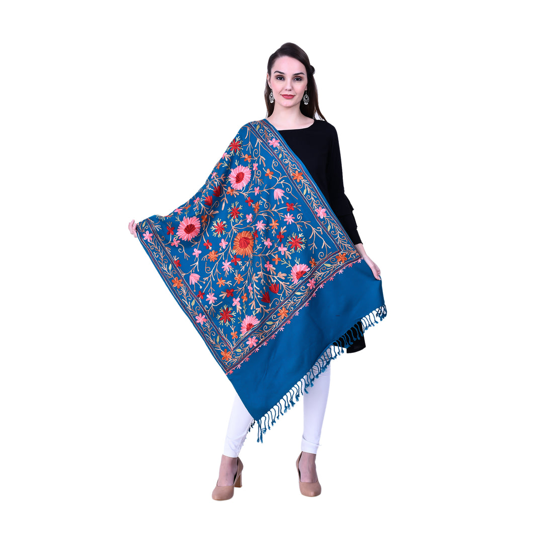 Women's Aari Embroidered Wool Stole