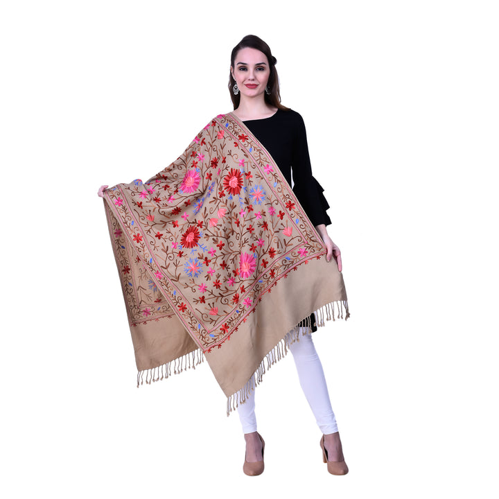 Women's Aari Embroidered Wool Stole