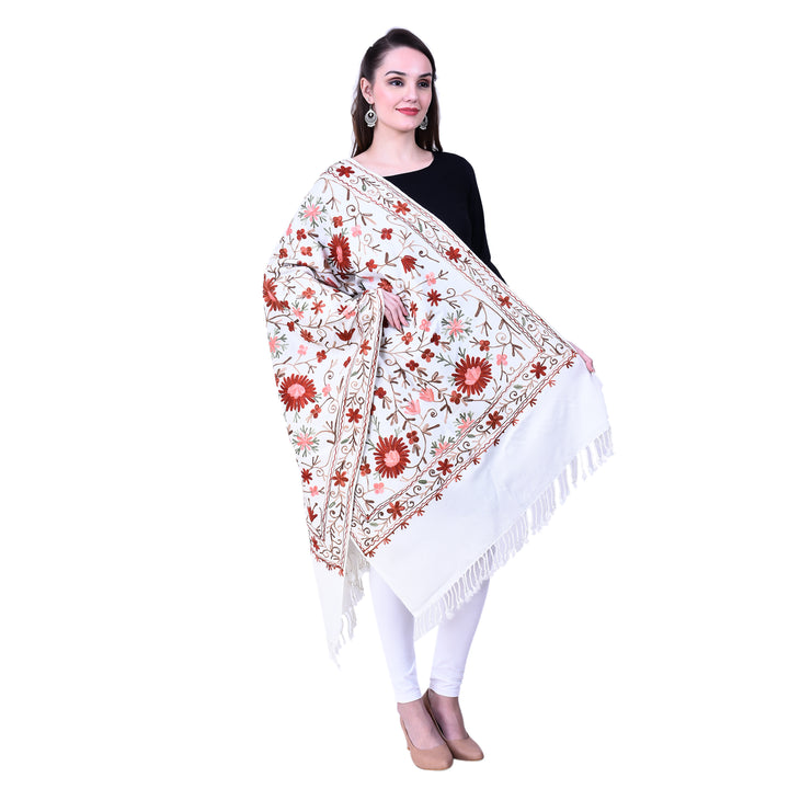 Women's Aari Embroidered Wool Stole