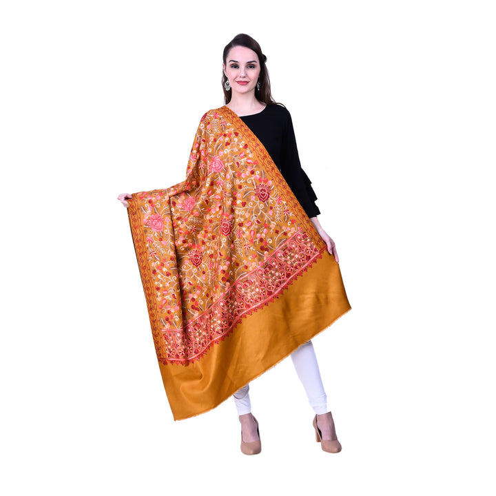 Women's Aari Embroidered Wool Shawl