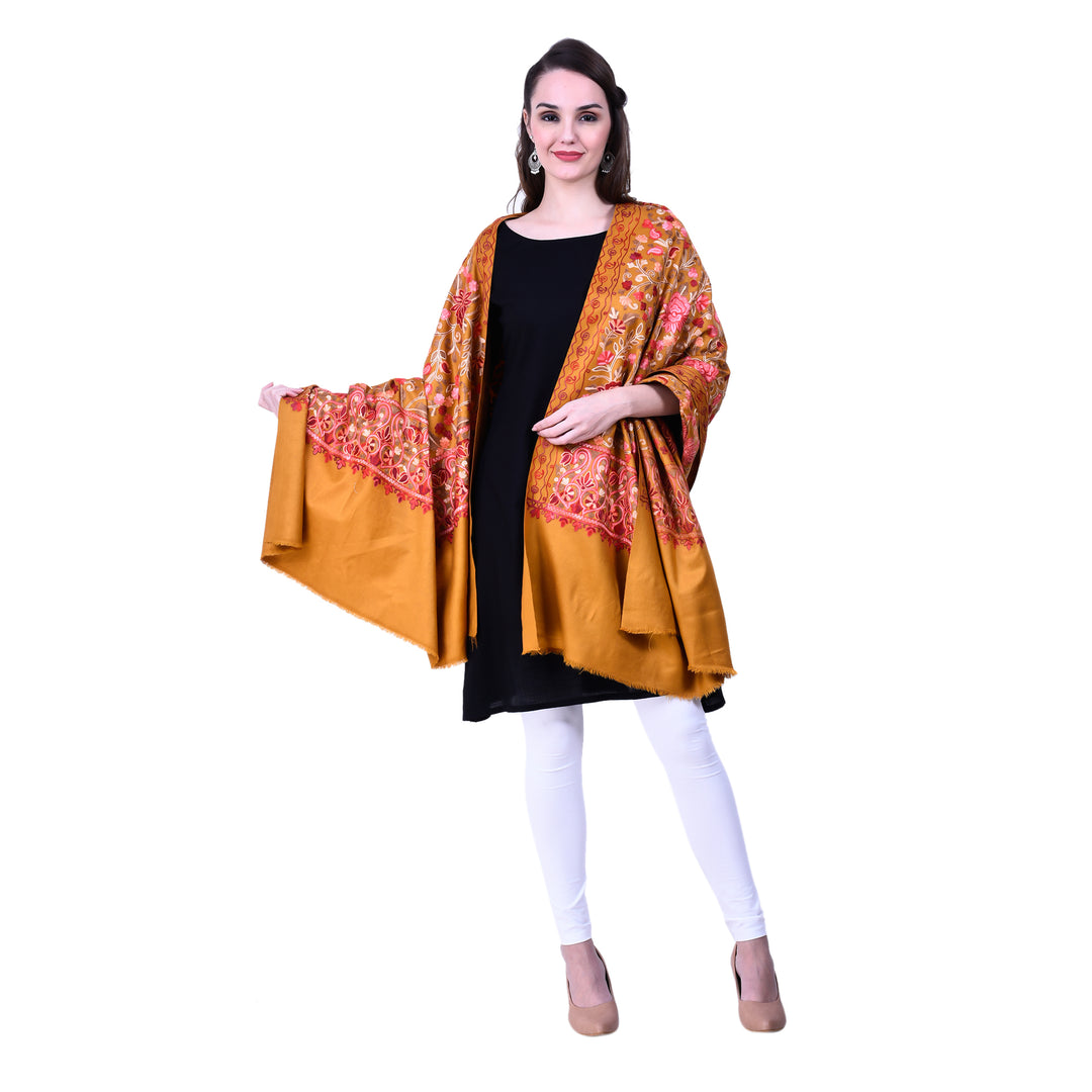 Women's Aari Embroidered Wool Shawl