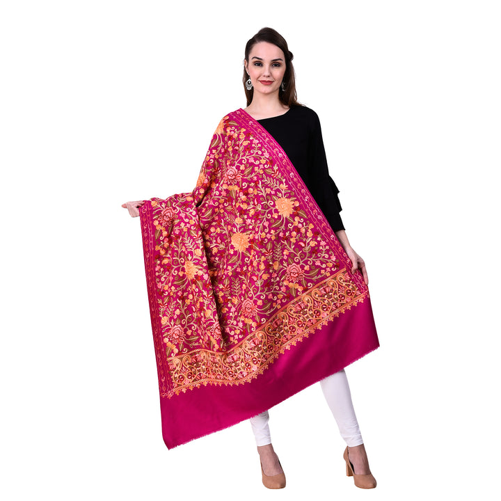 Women's Aari Embroidered Wool Shawl