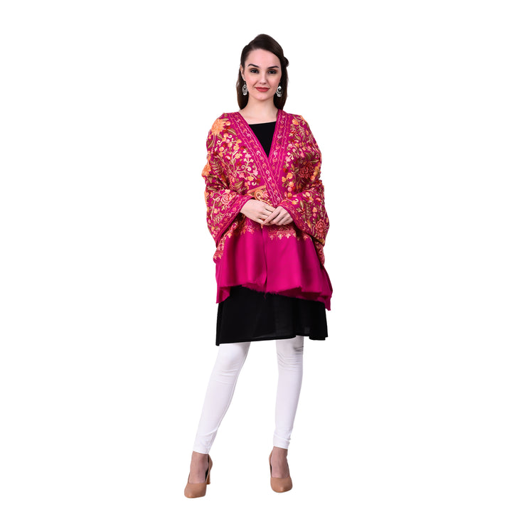 Women's Aari Embroidered Wool Shawl