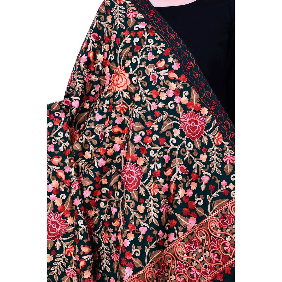 Women's Aari Embroidered Wool Shawl