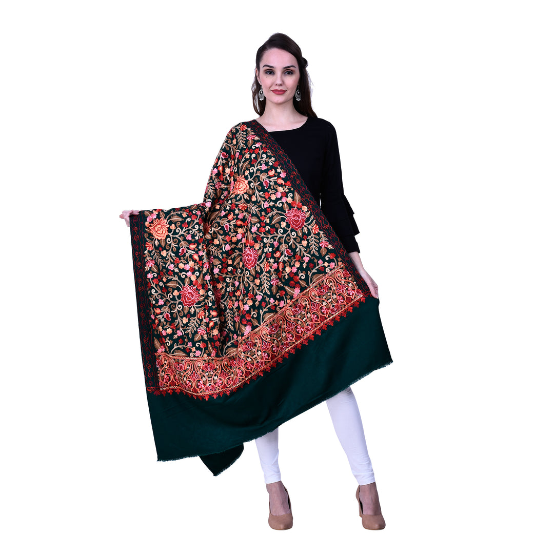 Women's Aari Embroidered Wool Shawl