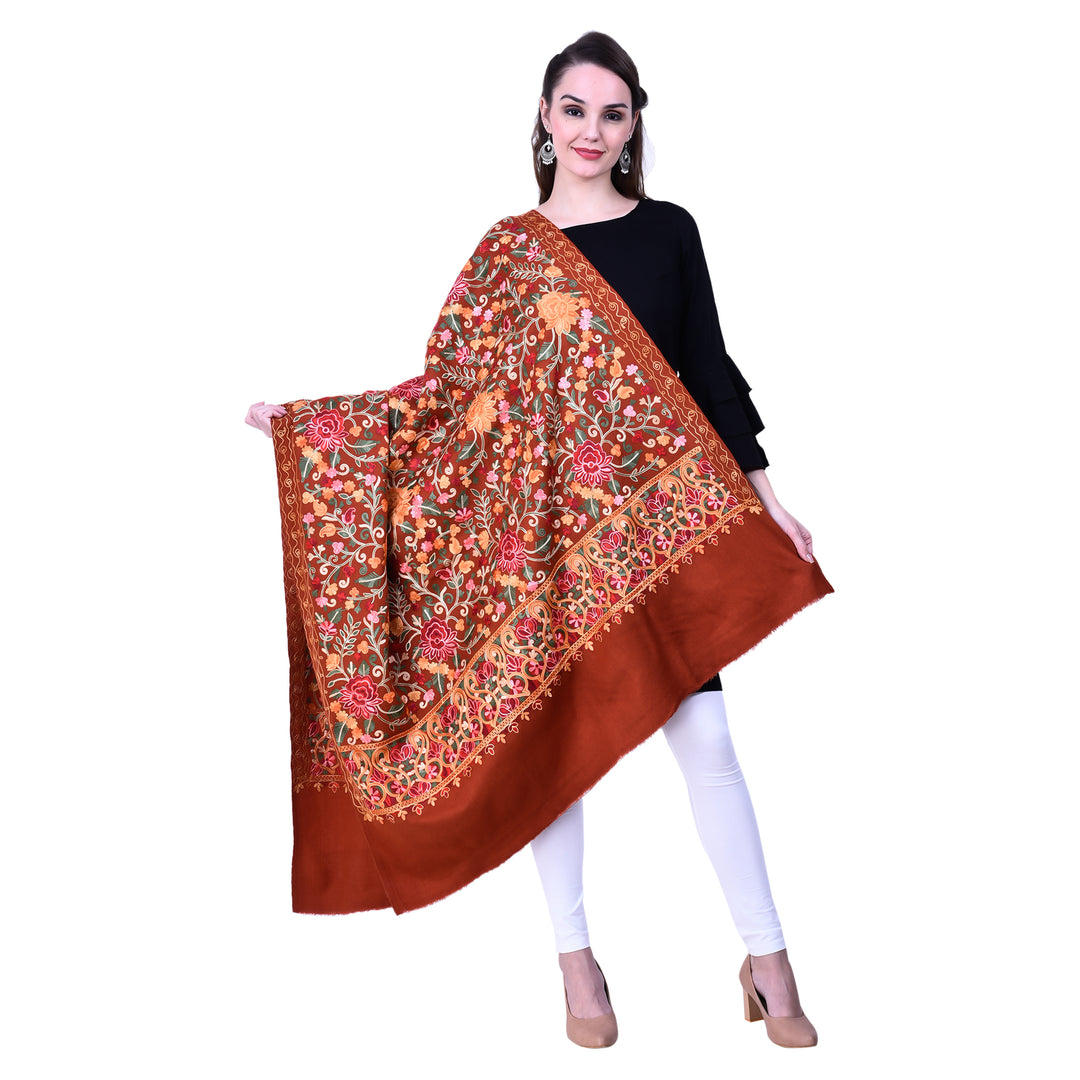 Women's Aari Embroidered Wool Shawl
