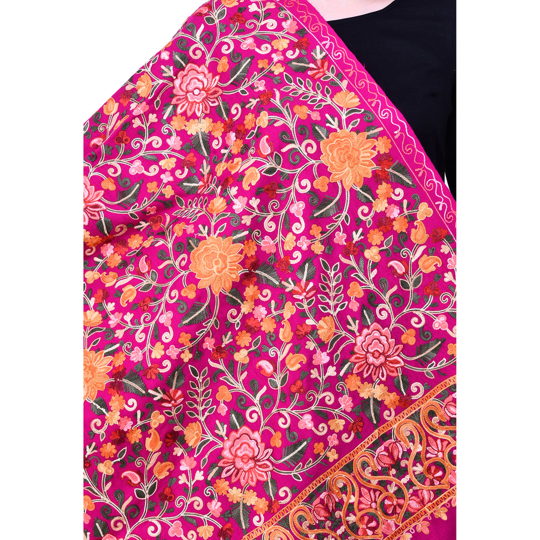 Women's Aari Embroidered Wool Stole