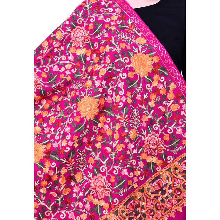 Women's Aari Embroidered Wool Stole