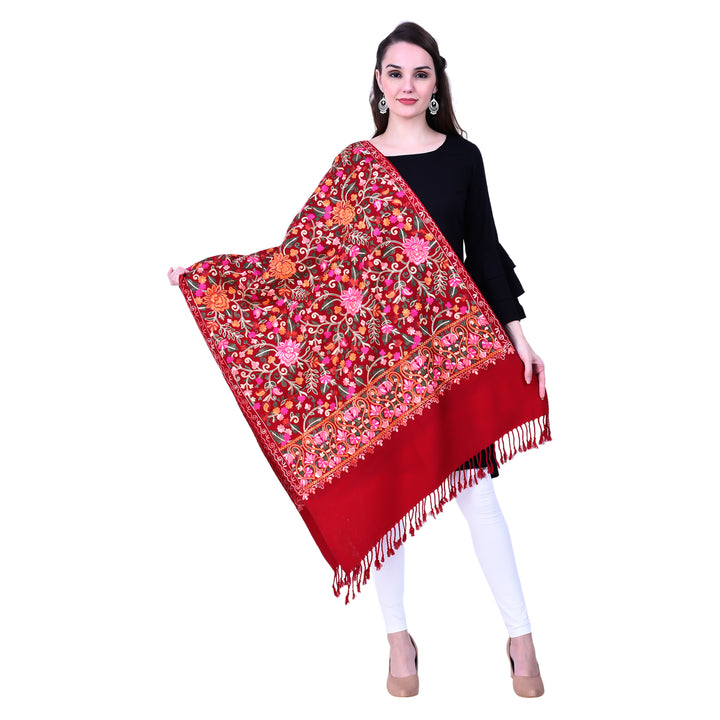 Women's Aari Embroidered Wool Stole