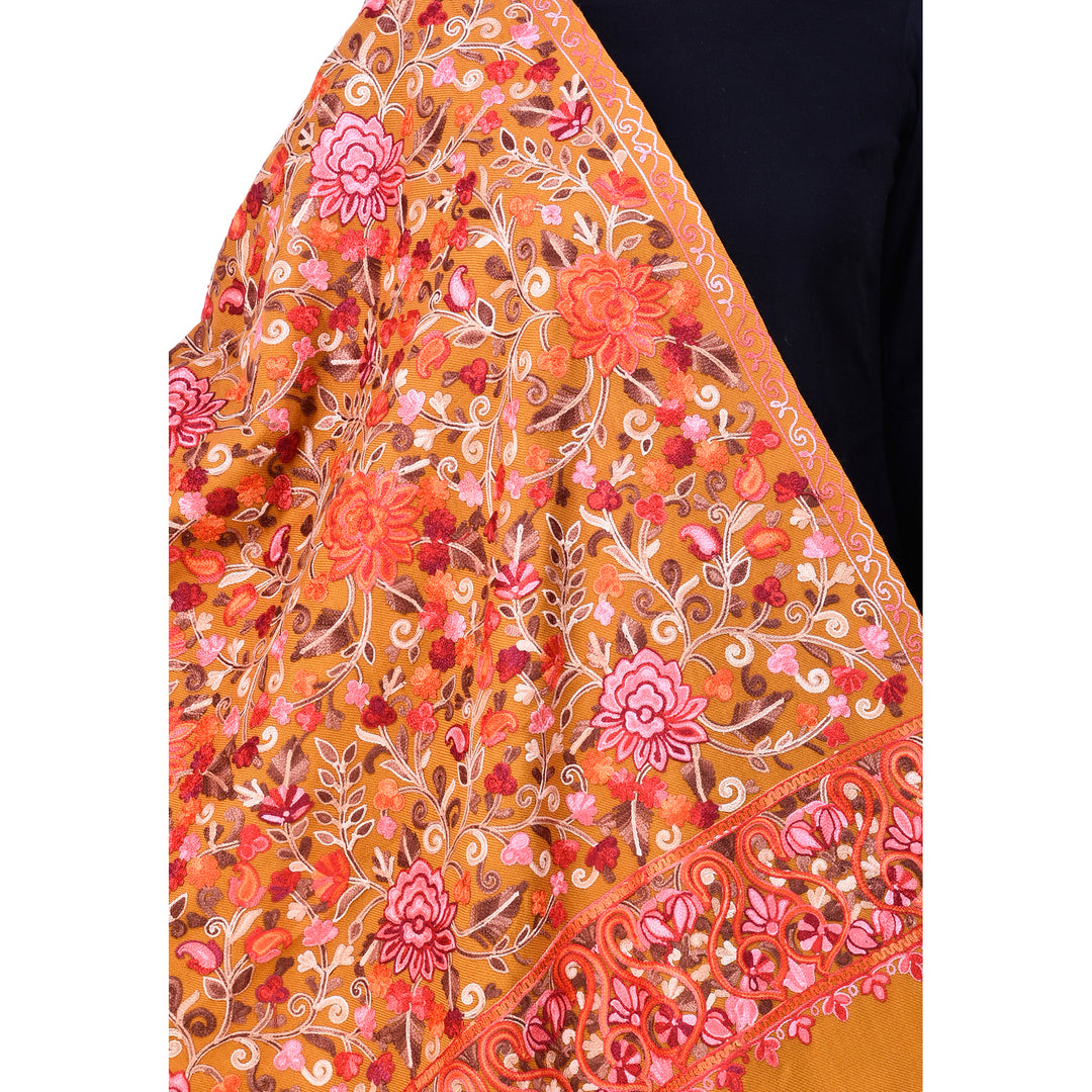 Women's Aari Embroidered Wool Stole