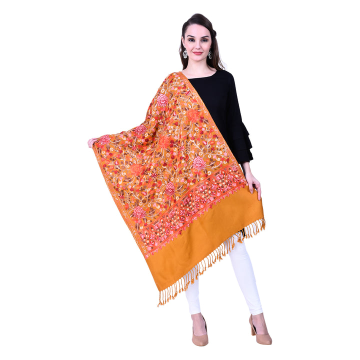 Women's Aari Embroidered Wool Stole
