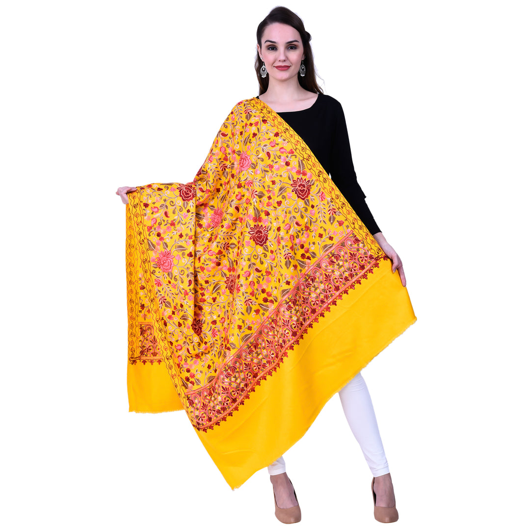 Women's Aari Embroidered Wool Shawl