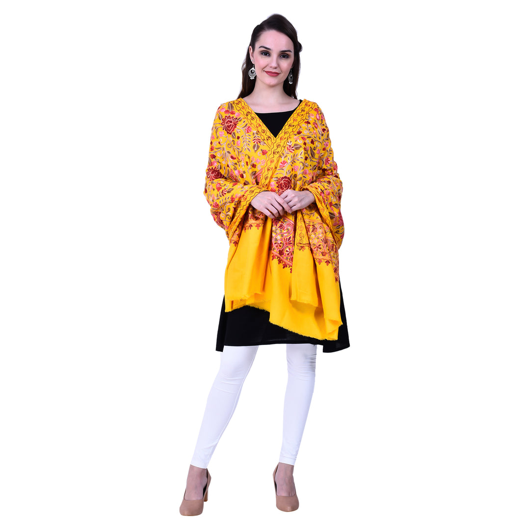 Women's Aari Embroidered Wool Shawl