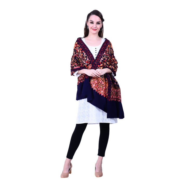 Women's Aari Embroidered Wool Shawl