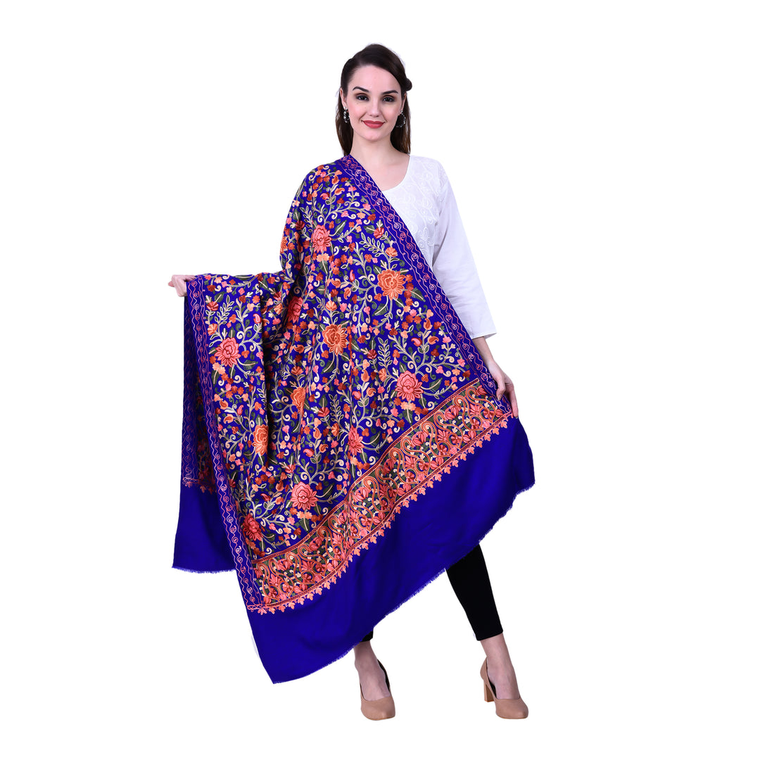 Women's Aari Embroidered Wool Shawl
