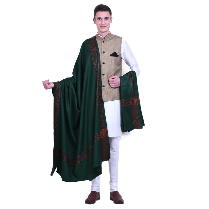 Men's Pure Wool Border Shawl