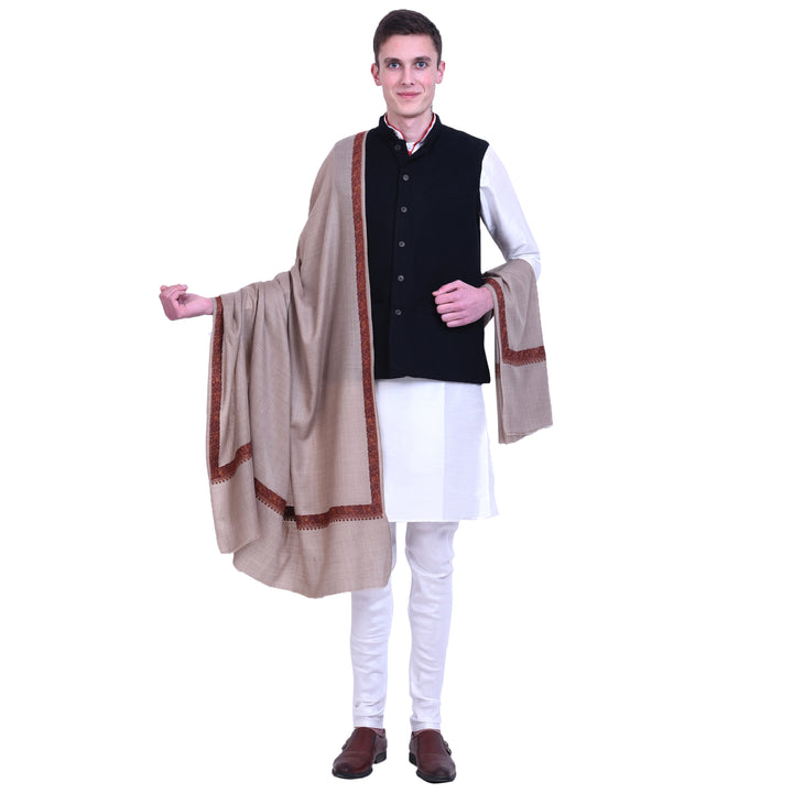 Men's Hand Embroidered Wool Shawl