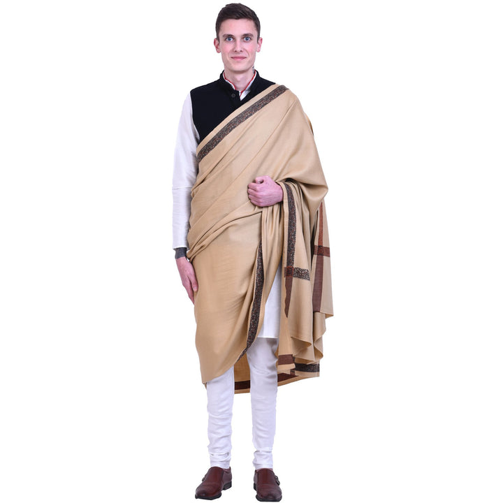 Men's Pure Wool Border Shawl
