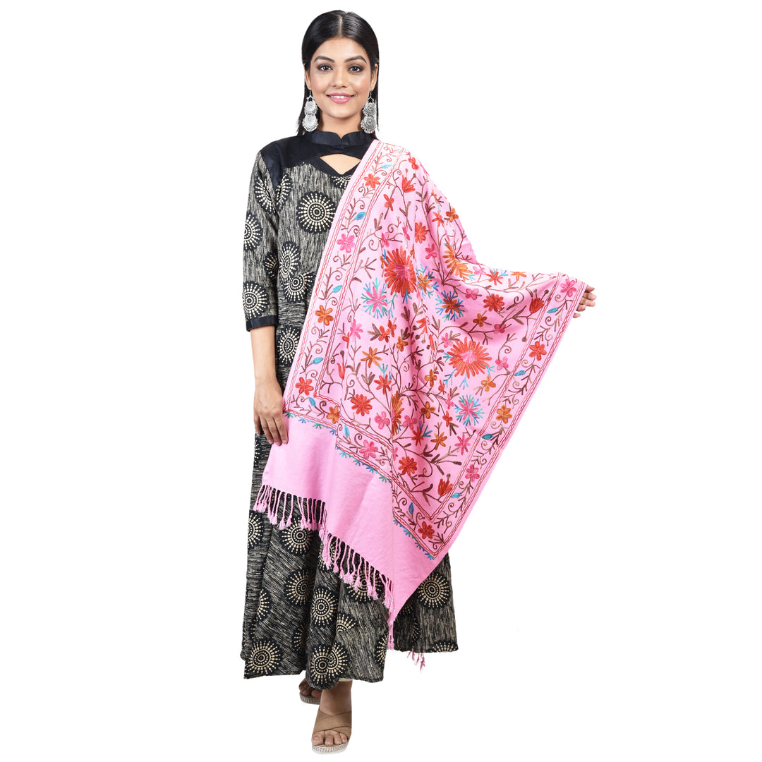 Women's Aari Embroidered Wool Stole