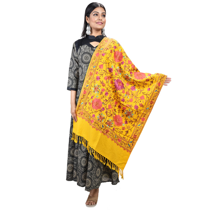 Women's Aari Embroidered Wool Stole