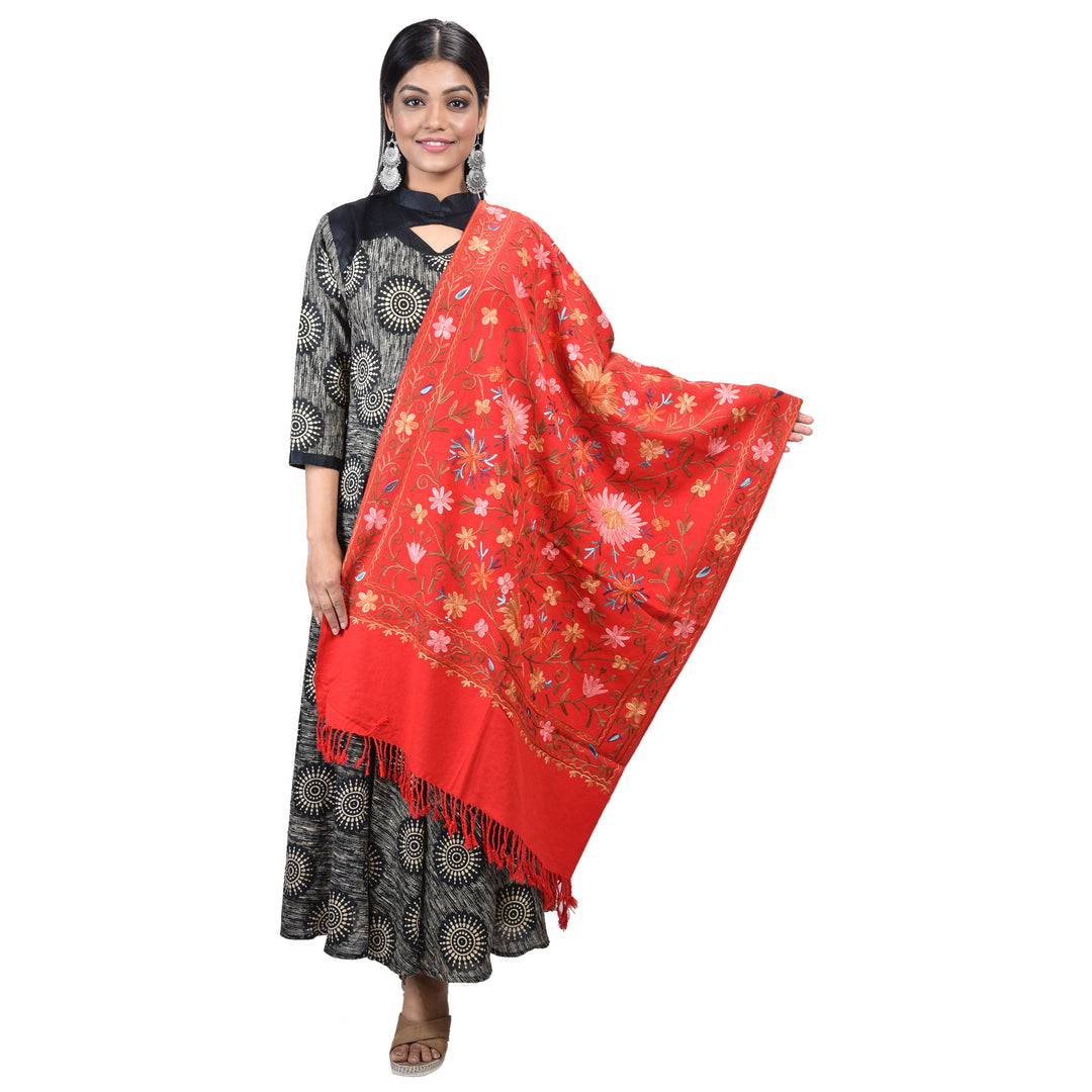 Women's Aari Embroidered Wool Stole