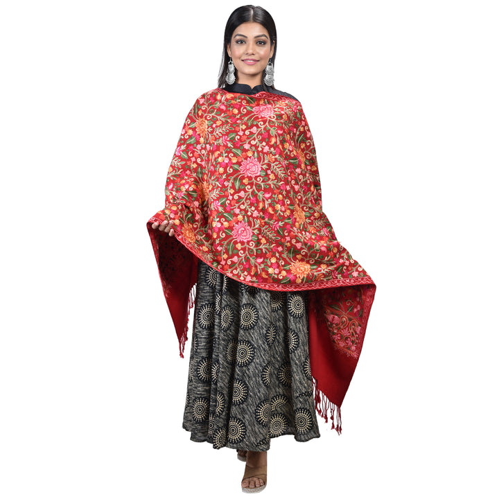 Women's Aari Embroidered Wool Stole