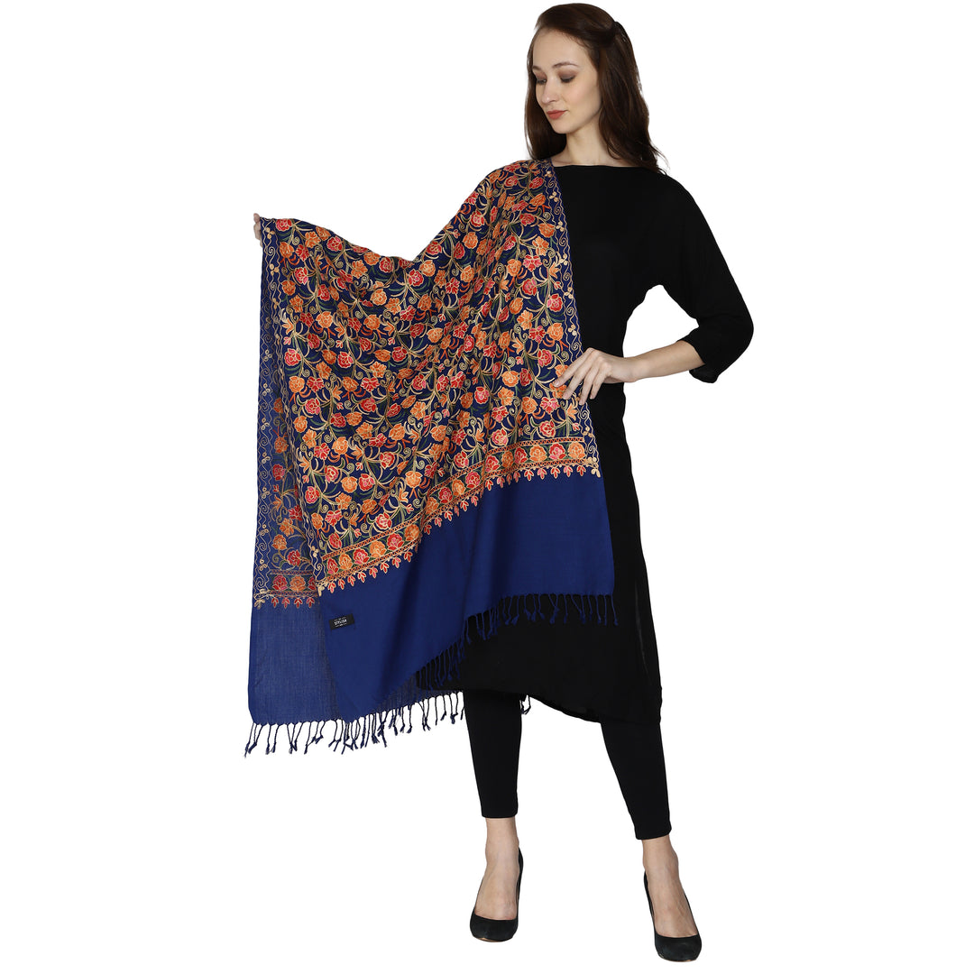 Women's Aari Embroidered Wool Stole