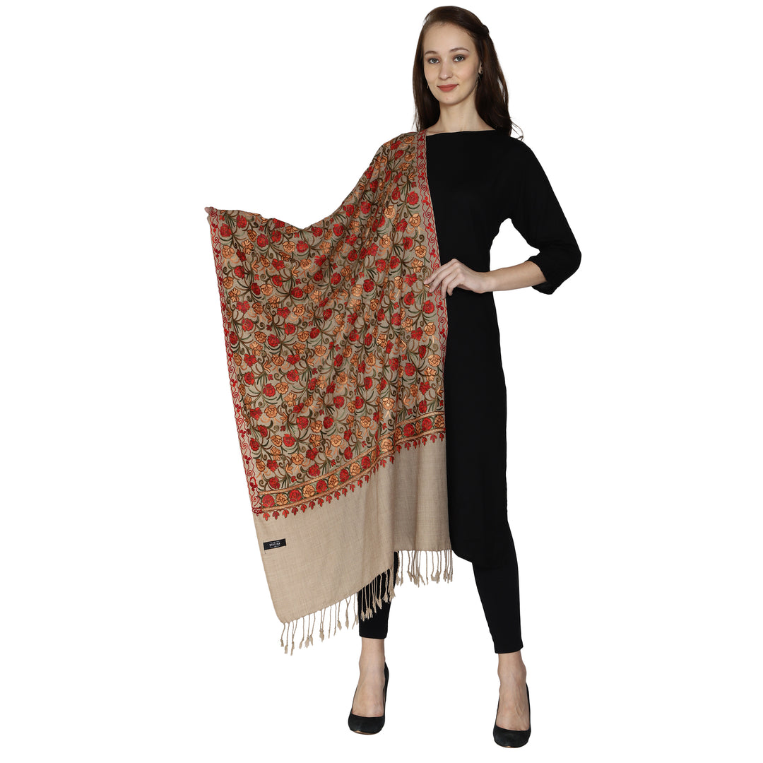 Women's Aari Embroidered Wool Stole