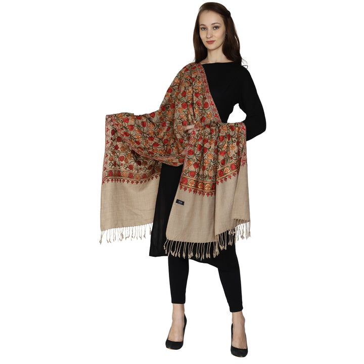 Women's Aari Embroidered Wool Stole