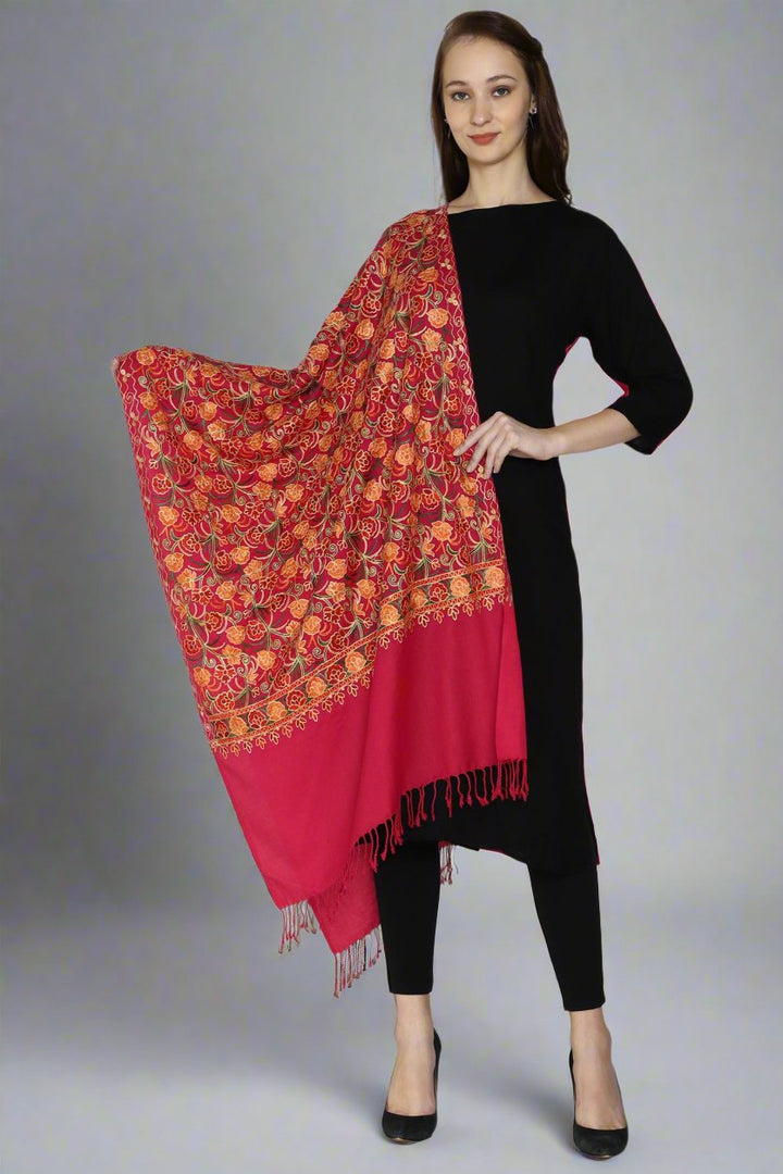 Women's Aari Embroidered Wool Stole