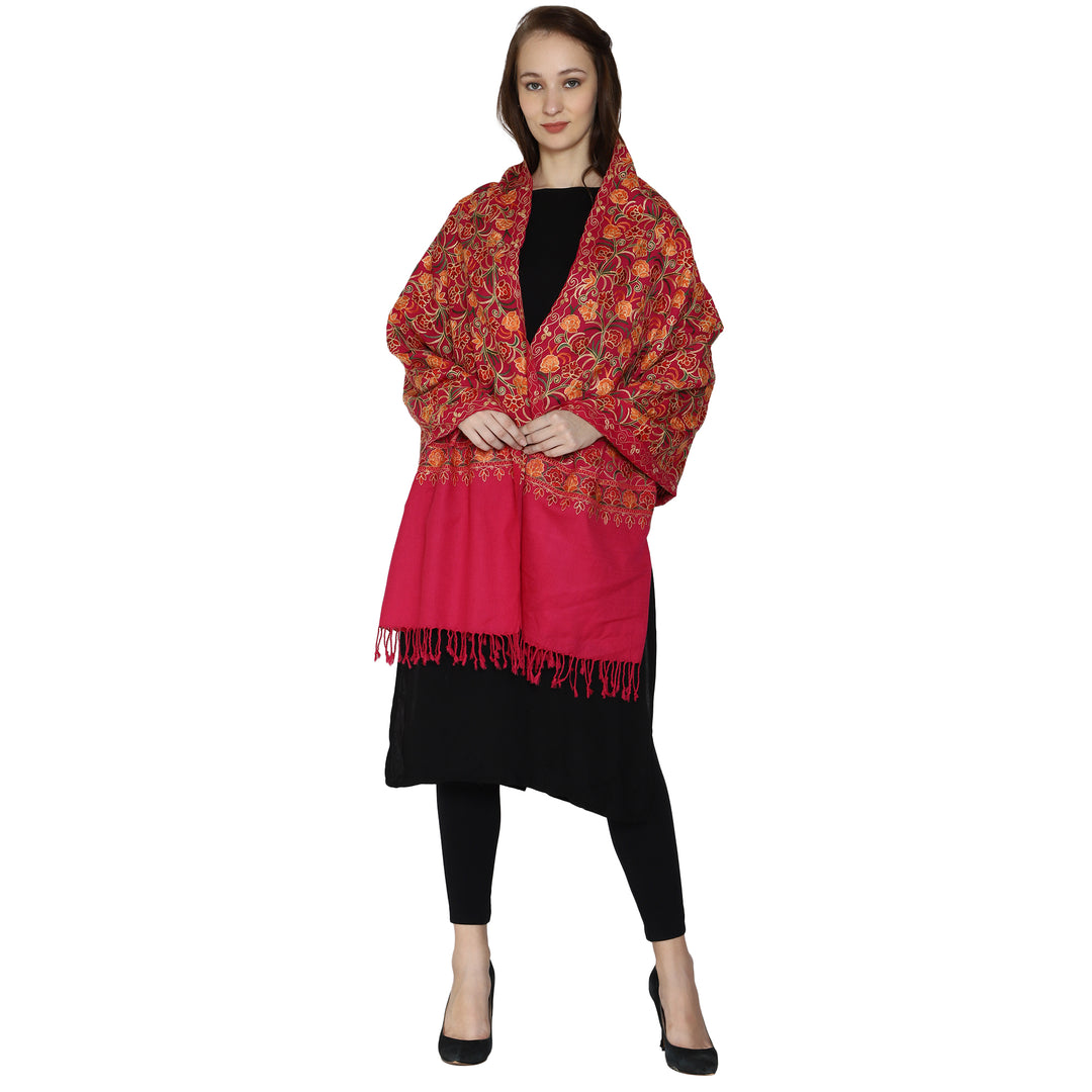 Women's Aari Embroidered Wool Stole