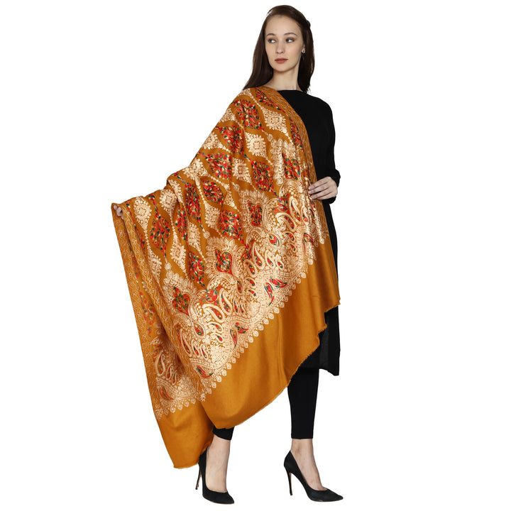 Women's Aari Embroidered Wool Shawl