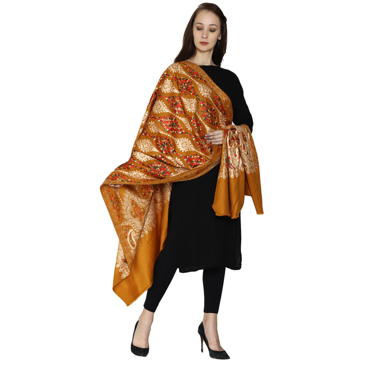 Women's Aari Embroidered Wool Shawl