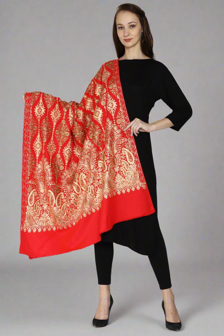 Women's Aari Embroidered Wool Shawl