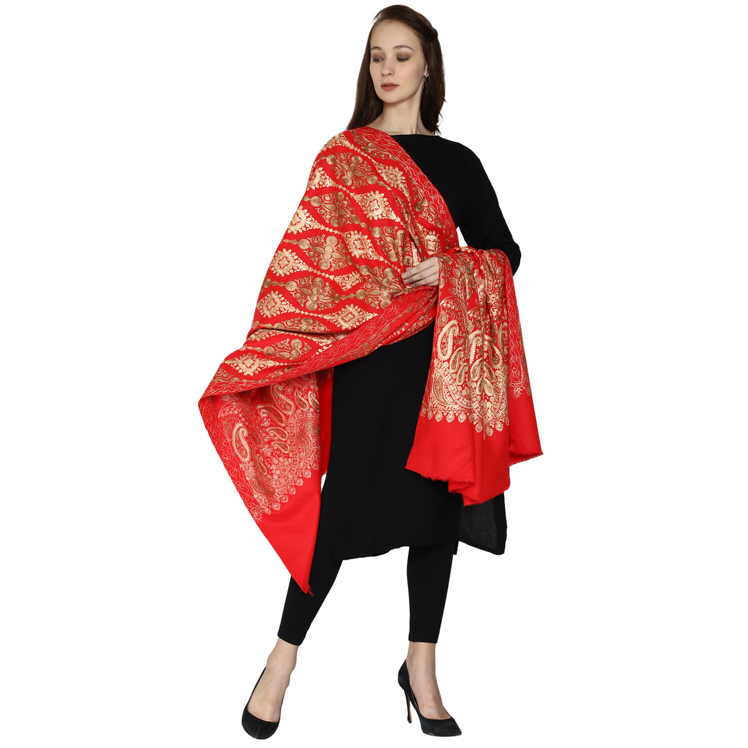 Women's Aari Embroidered Wool Shawl