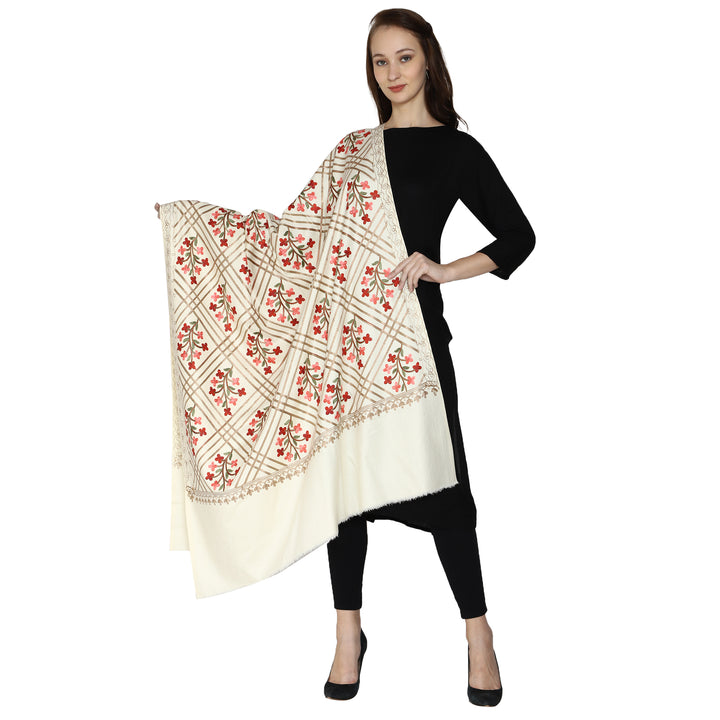 Women's Aari Embroidered Wool Shawl