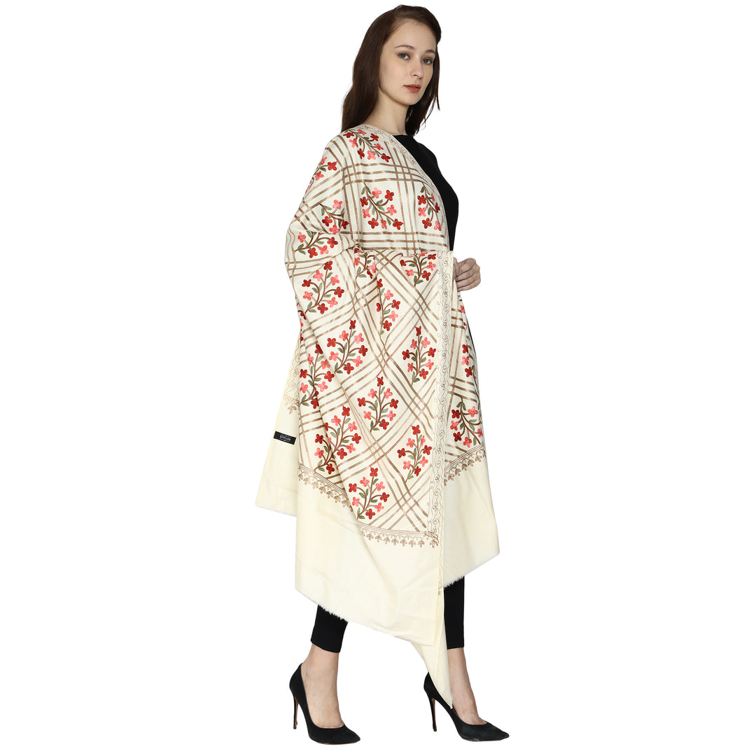Women's Aari Embroidered Wool Shawl