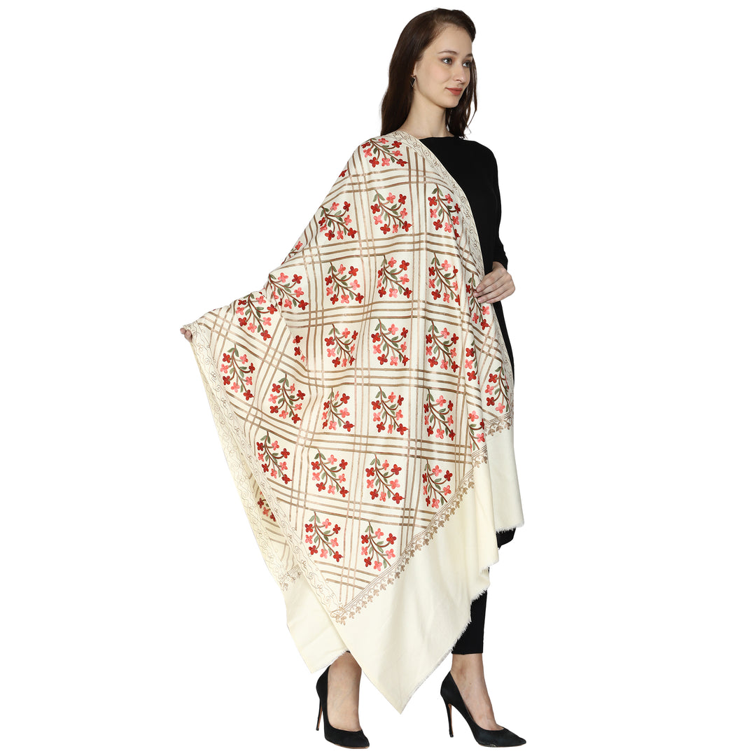 Women's Aari Embroidered Wool Shawl