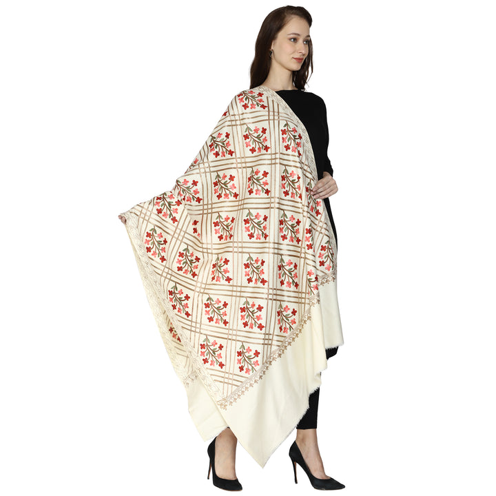 Women's Aari Embroidered Wool Shawl
