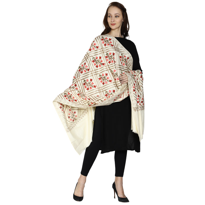 Women's Aari Embroidered Wool Shawl