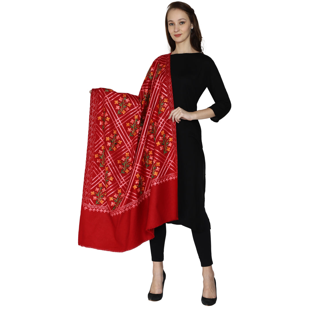 Women's Aari Embroidered Wool Shawl