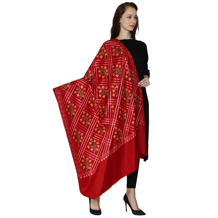 Women's Aari Embroidered Wool Shawl