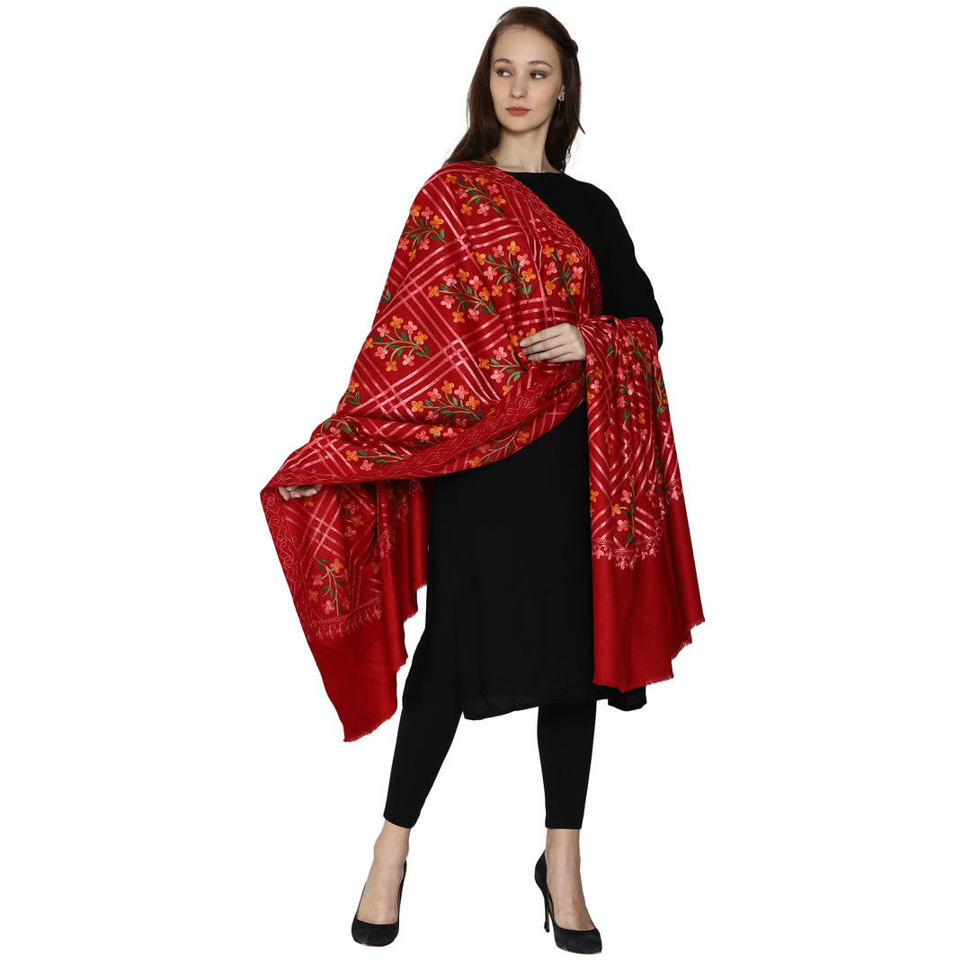 Women's Aari Embroidered Wool Shawl