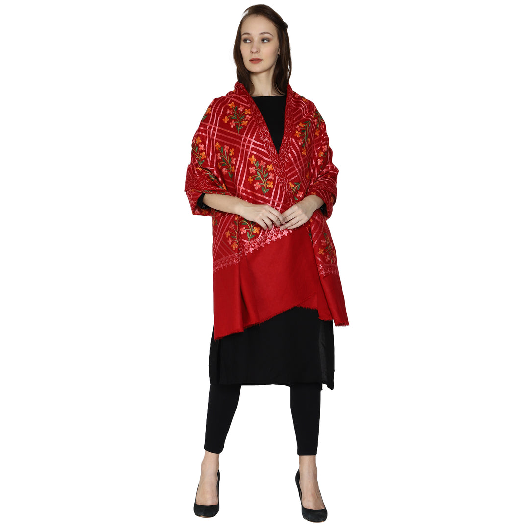 Women's Aari Embroidered Wool Shawl